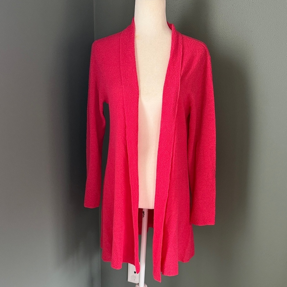 Eileen Fisher Pink Open Front Cardigan Lightweight Wool New